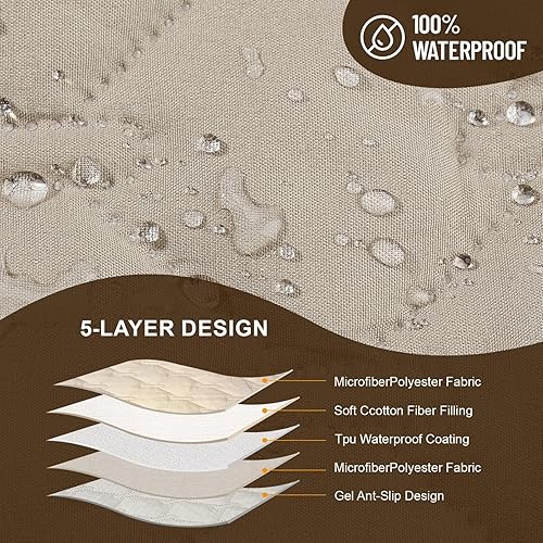 Miniatura 3 de JXKWSY Funda para silla reclinable con bolsillos laterales, funda impermeable para silla reclinable con correas elásticas, protector antideslizante