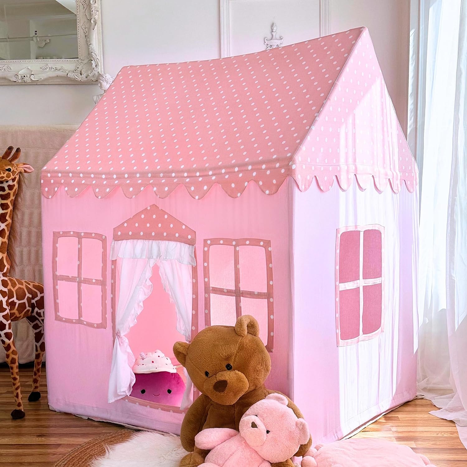 LiCosmo Extra Large Cotton Kids Play Tent 50x43x63 with