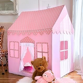 LiCosmo Extra Large Cotton Kids Play Tent 50x43x63 with Carry Bag, 33ft Battery Lights, 3 Windows, Outside Pocket, Kids Tent indoor | Tent for Kids | Baby Tent, CPSC Certified, Made in India with Love