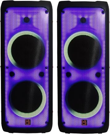 2 MR DJ FLAME5500LED Professional Portable Dual 12 3-Way Full-Range Powered/Active DJ PA Multipurpose Live Sound Bluetooth Loudspeaker