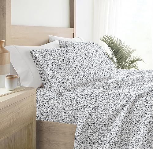 Linen Market Juego de sábanas de tamaño Queen de 4 piezas (plantas de guía, azul marino), duerme mejor que nunca, ultrasuaves y refrescantes, gran