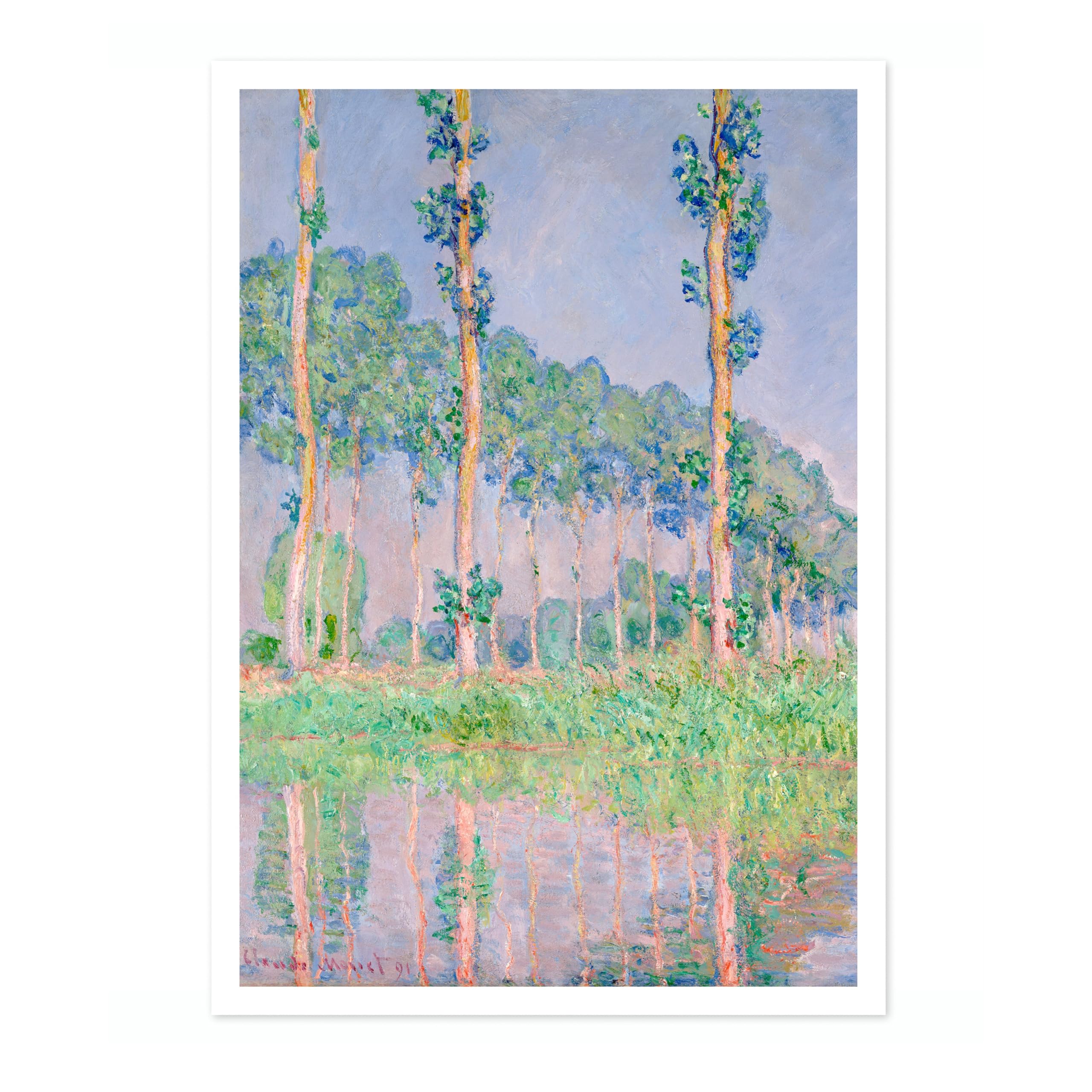 Poplars, Pink Effect Claude Monet Art Print, Classic Art Painting Poster, Impressionism Art Exhibition Modern Wall Art, Minimalist Home Decor Picture Artwork, A4 (Print Only) - 29.7x21cm — image 1