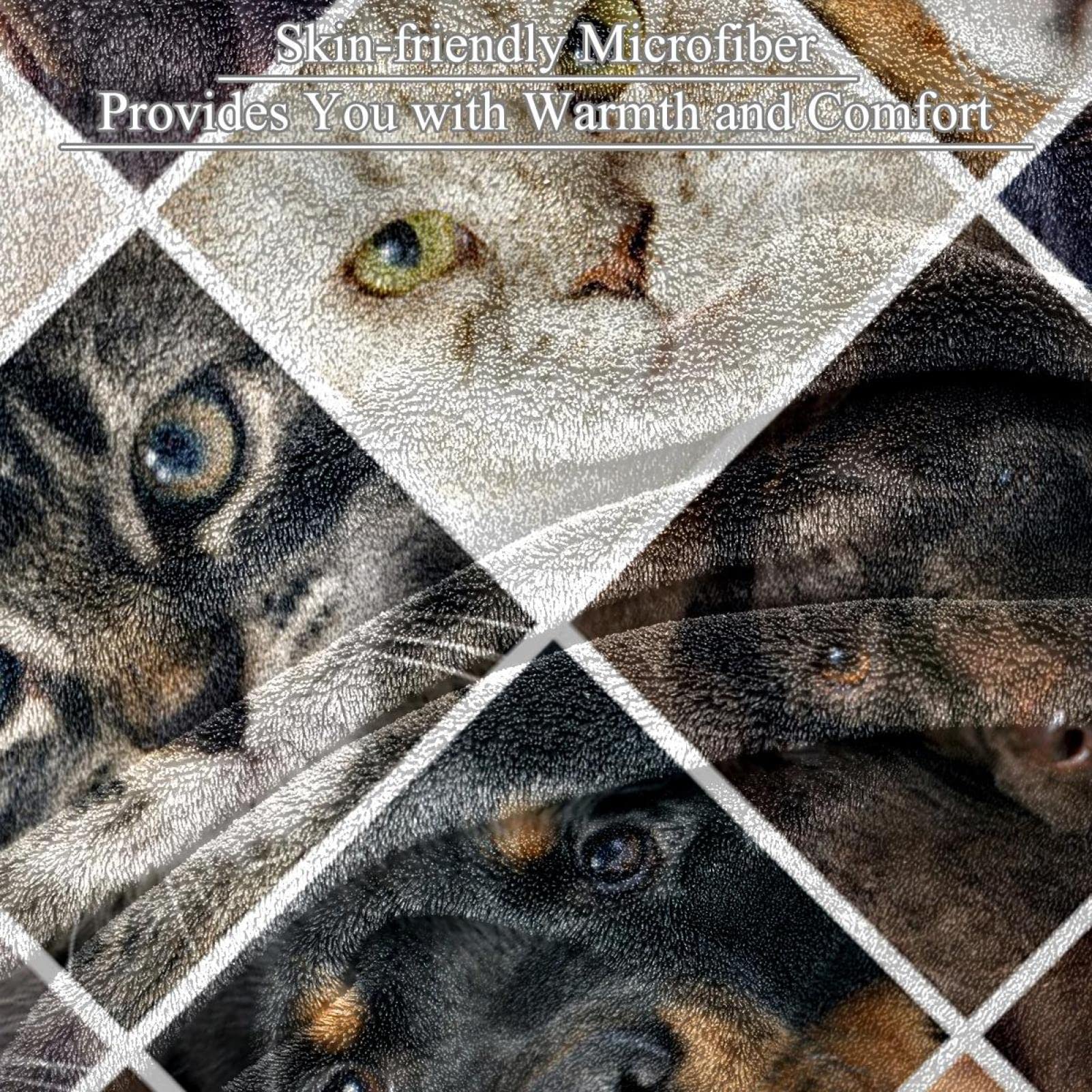 Group of Dogs and Cats Couverture polaire légère en peluche pour canapé