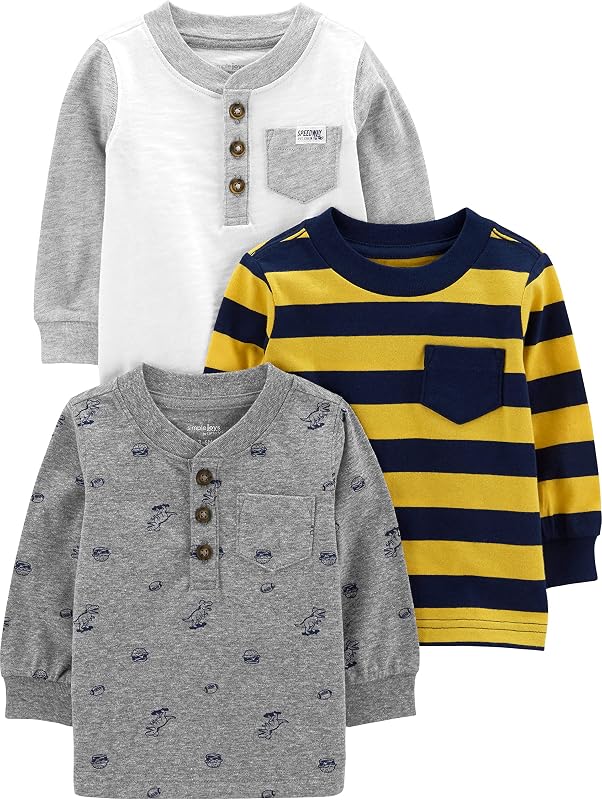 Paquete de 3 camisas de manga larga Simple Joy de Carter's Boys