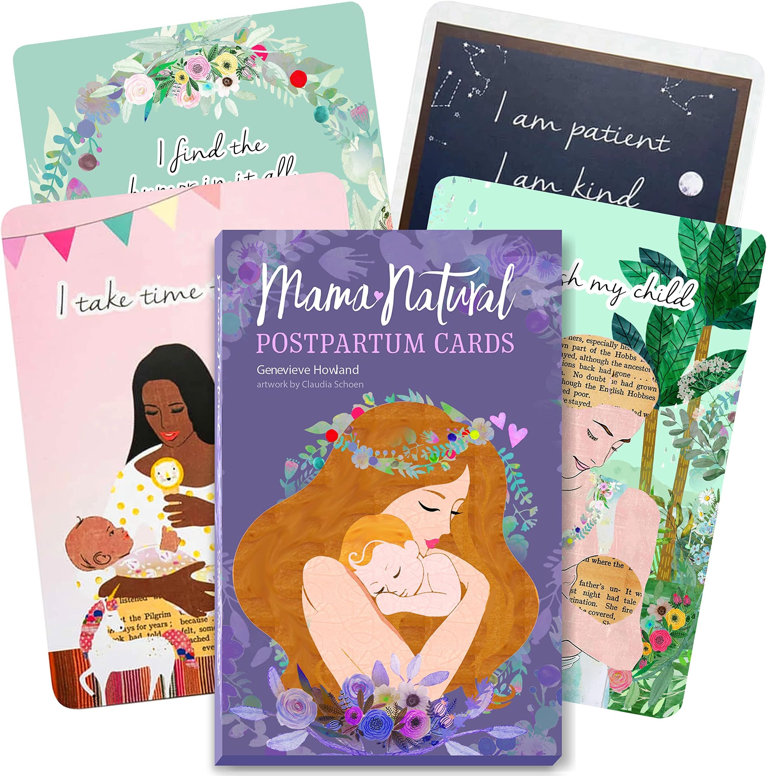 Mama Natural Postpartum Affirmation Cards for Women - 50 Uplifting and Vibrant Mama Natural Cards to Support New Moms After Birth | new mom affirmation cards & Pregnancy Postpartum Gifts for Mom