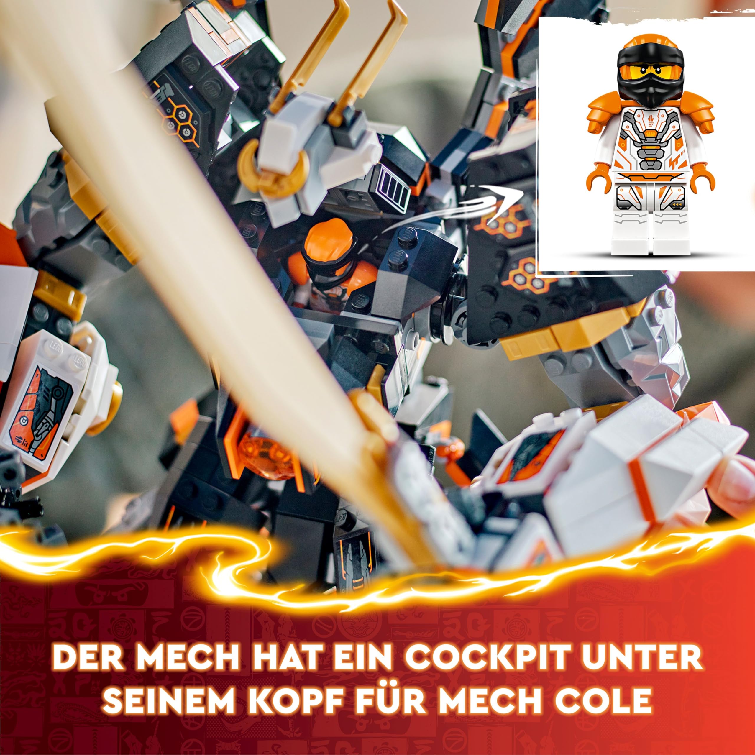 LEGO NINJAGO Coles Titandrachen-Mech, Abenteuer Spielzeug für Kinder, Ninja Spielset mit 1 Minifigur, Geburtstagsgeschenk für Jungen und Mädchen ab 12 Jahren, Fantasyspielset 71821