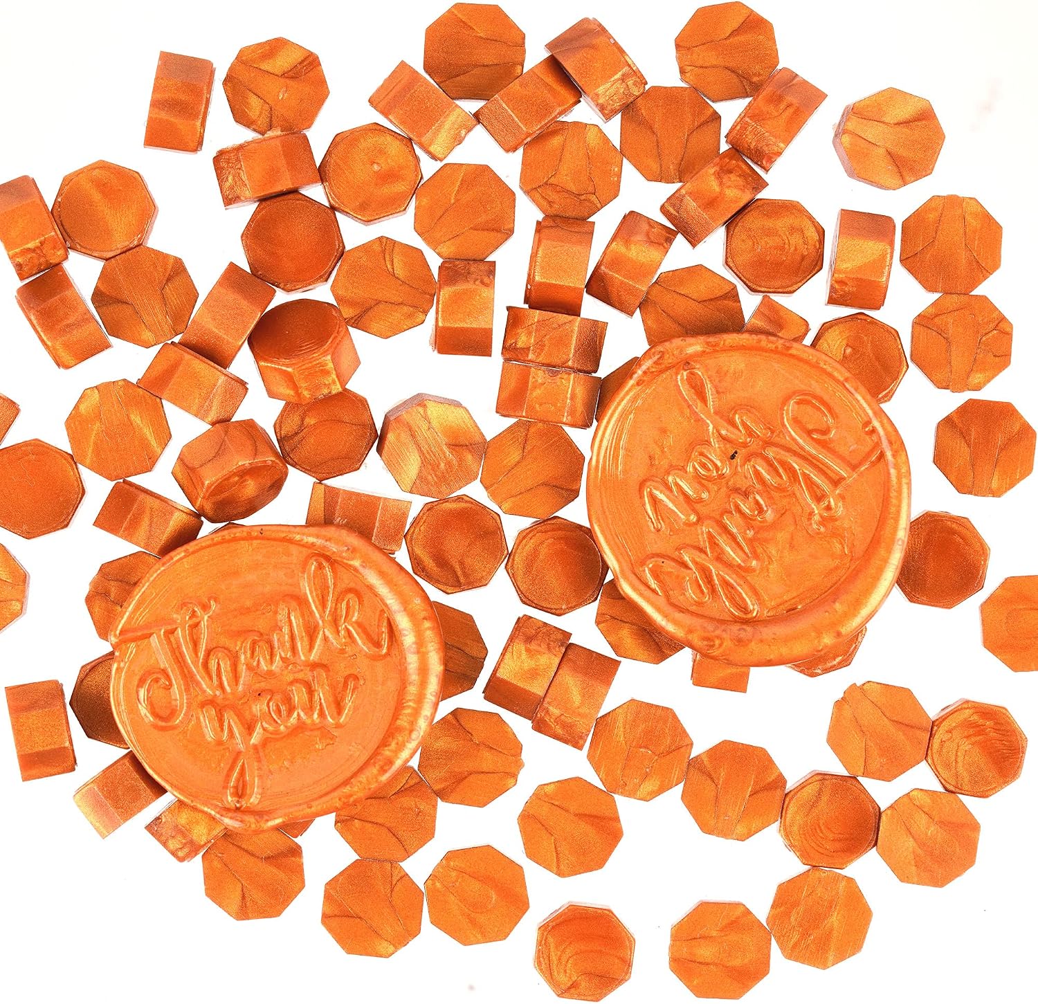 102 Pieces Octagon Wax Seal Beads, Premium Metallic Gold Sealing Wax Beads for Letters and Certificates, Valentine’s Day Cards, Wedding Invitations, Gift Wrapping, Christmas Card image 2