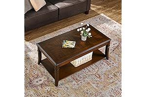 Mid-Century Modern Cherry Wood Coffee Table with Storage