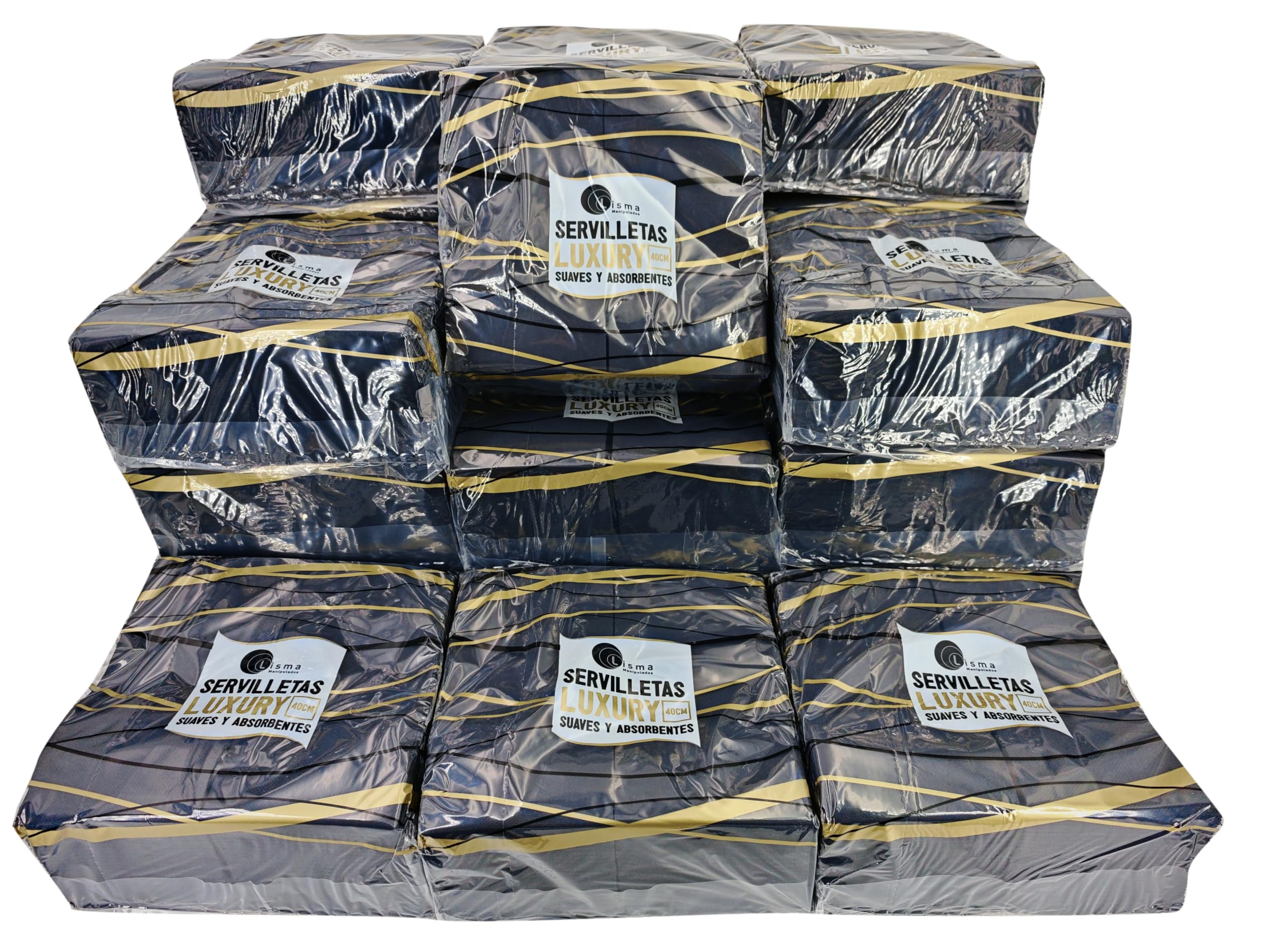 Servilletas de papel | Servilletas Punta a Punta | 100% Celulosa Virgen | Doble Capa (Negro, 40 x 40 cm (1/8))