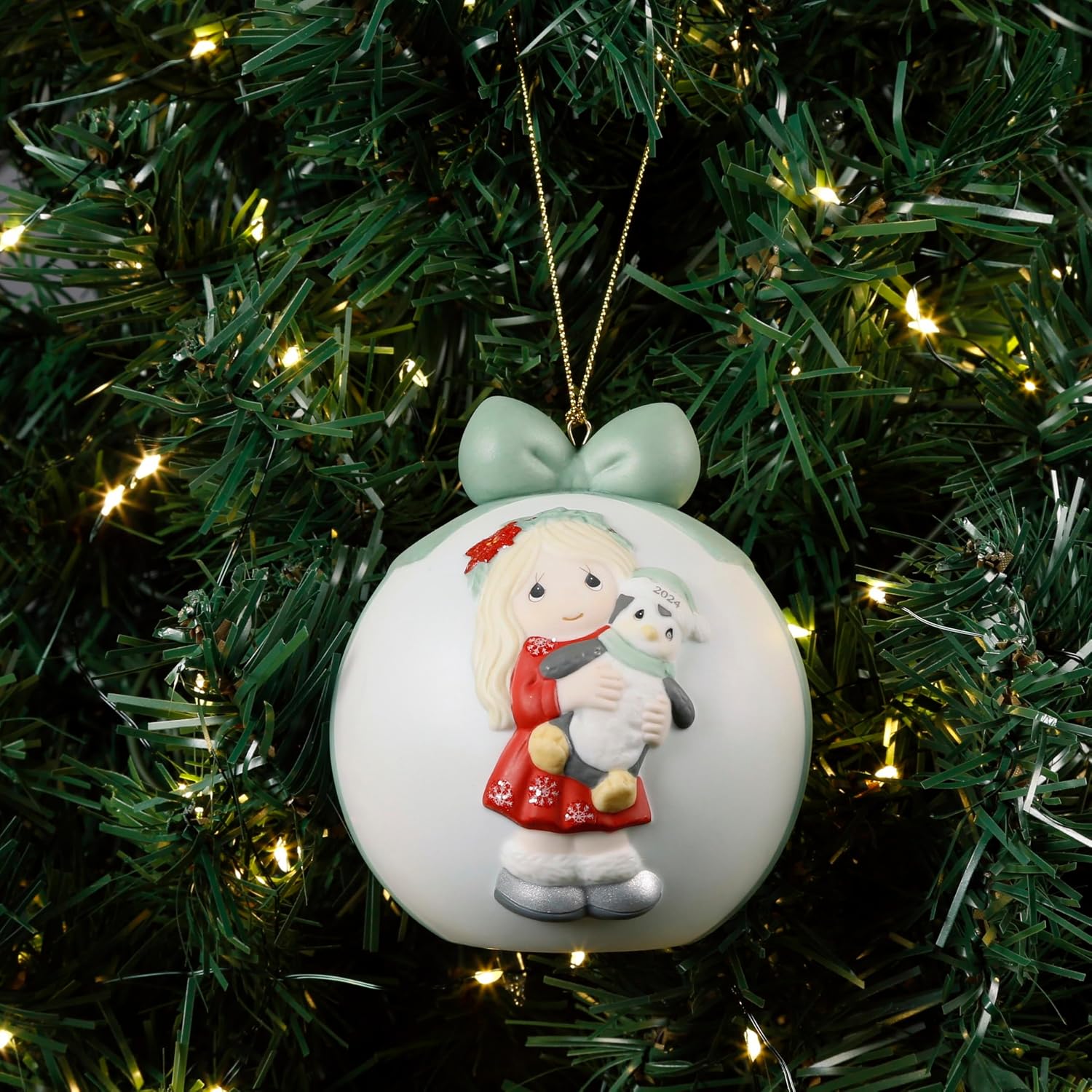 Precious Moments 2024 Little Girl Ornament | Have Yourself A Merry Little Christmas Dated 2024 Girl Bisque Porcelain Ball Ornament | Holiday Décor & Gifts
