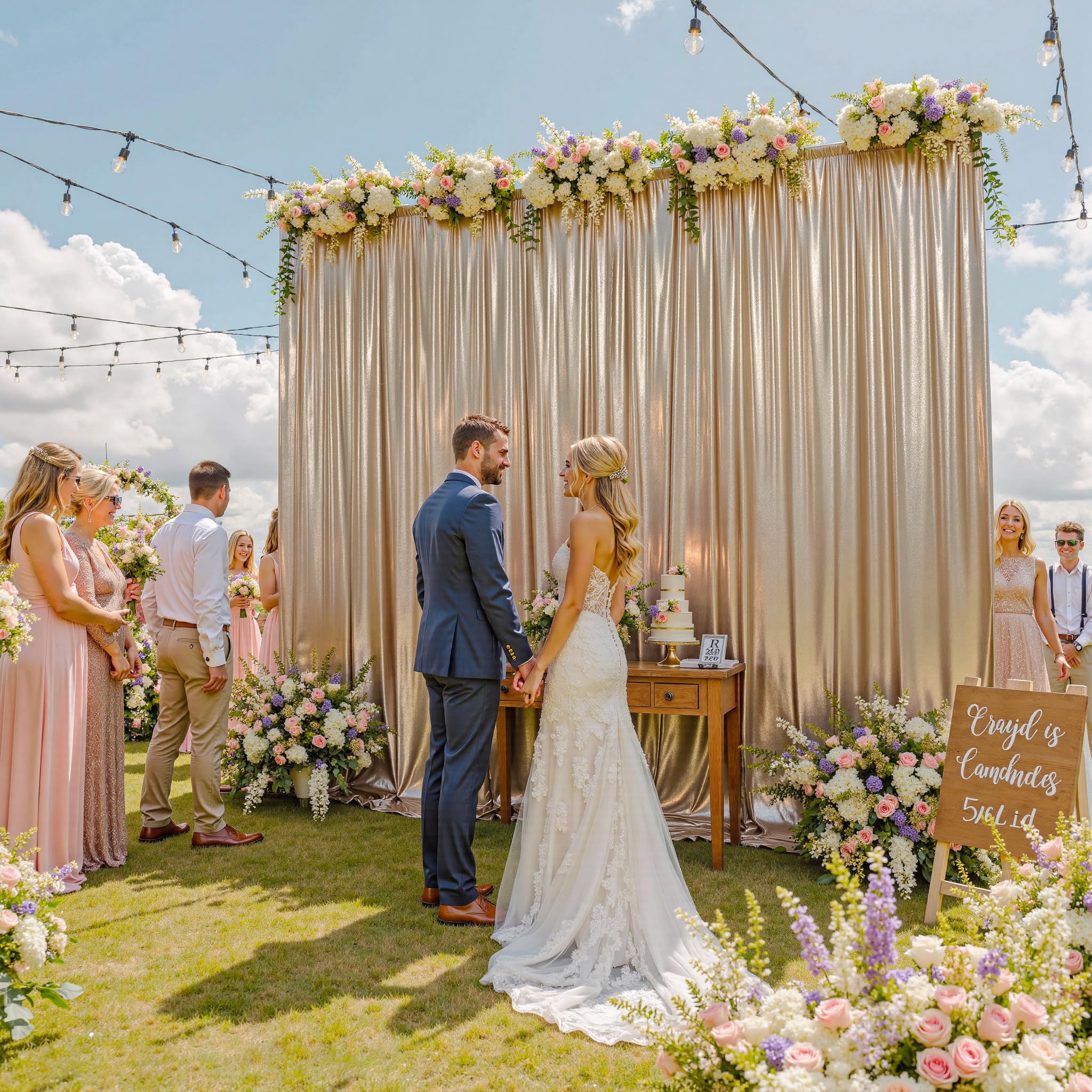 3 x 3 m, tenda con glitter champagne oro – 2 pezzi, 1,5 x 3 m, sfondo con paillettes senza pieghe, tende in tessuto decorativo luccicante per matrimoni, compleanni, servizi fotografici, festa di