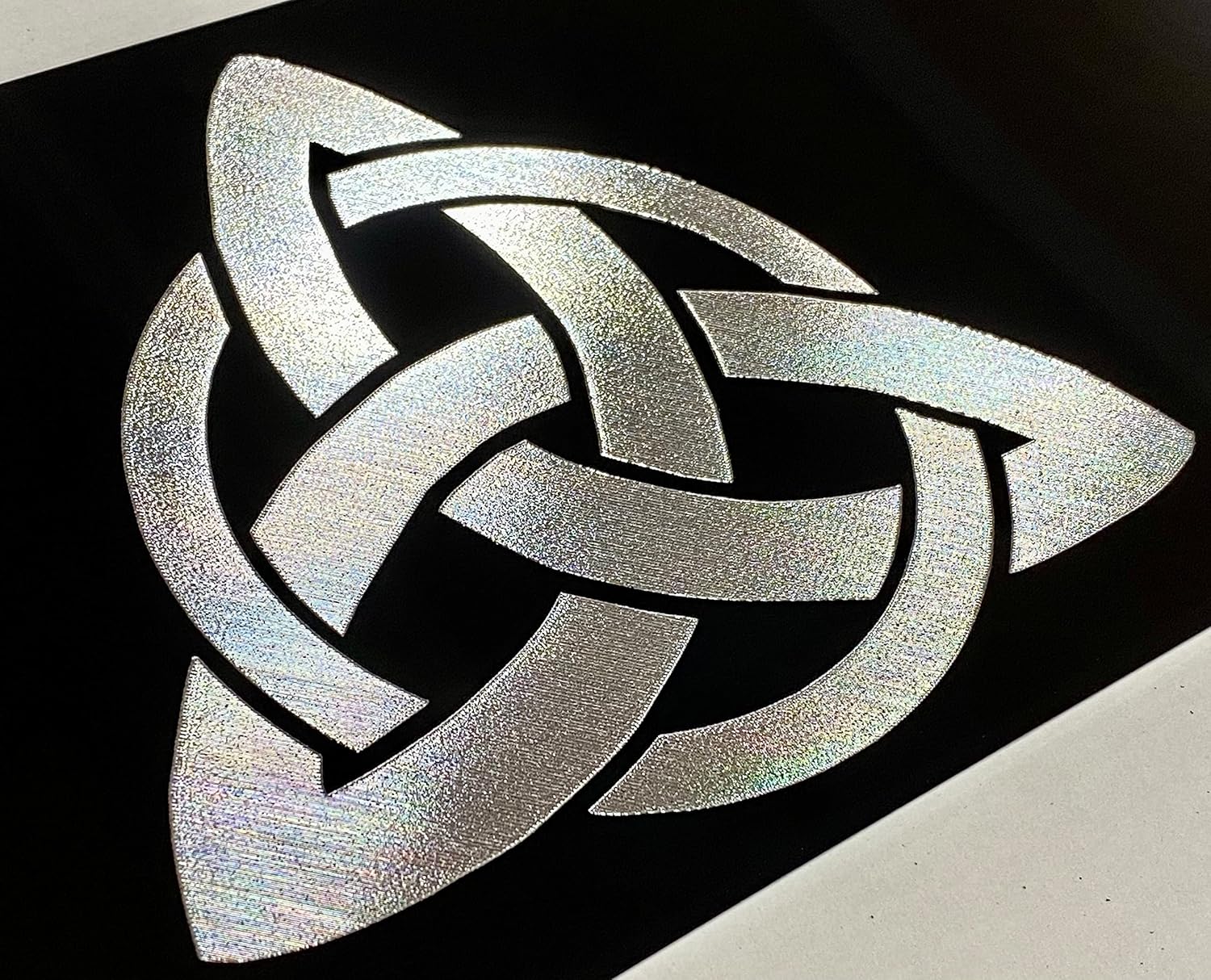 Engraved Triquetra Knot Celtic Diamond Etched Silver On Black Car Tag Vanity License Plate