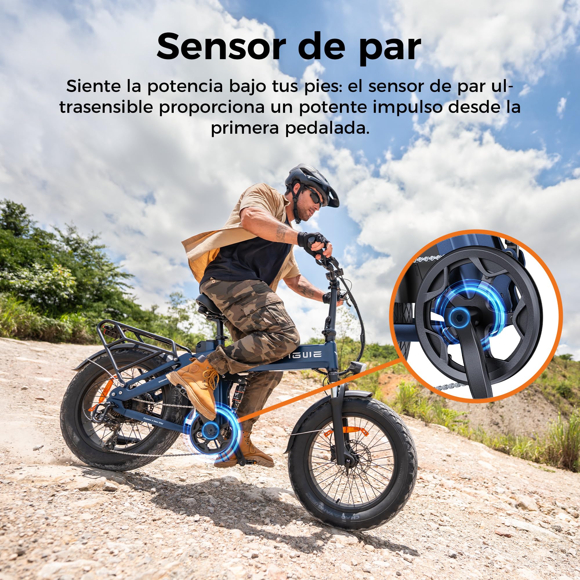 ENGWE Engine Pro 3.0 Boost Bicicleta Eléctrica Plegable | Carga Rápida en 2 horas, autonomía de hasta 130KM, Equipado con GPS y OTA, Sensor de par y Frenos Hidráulicos