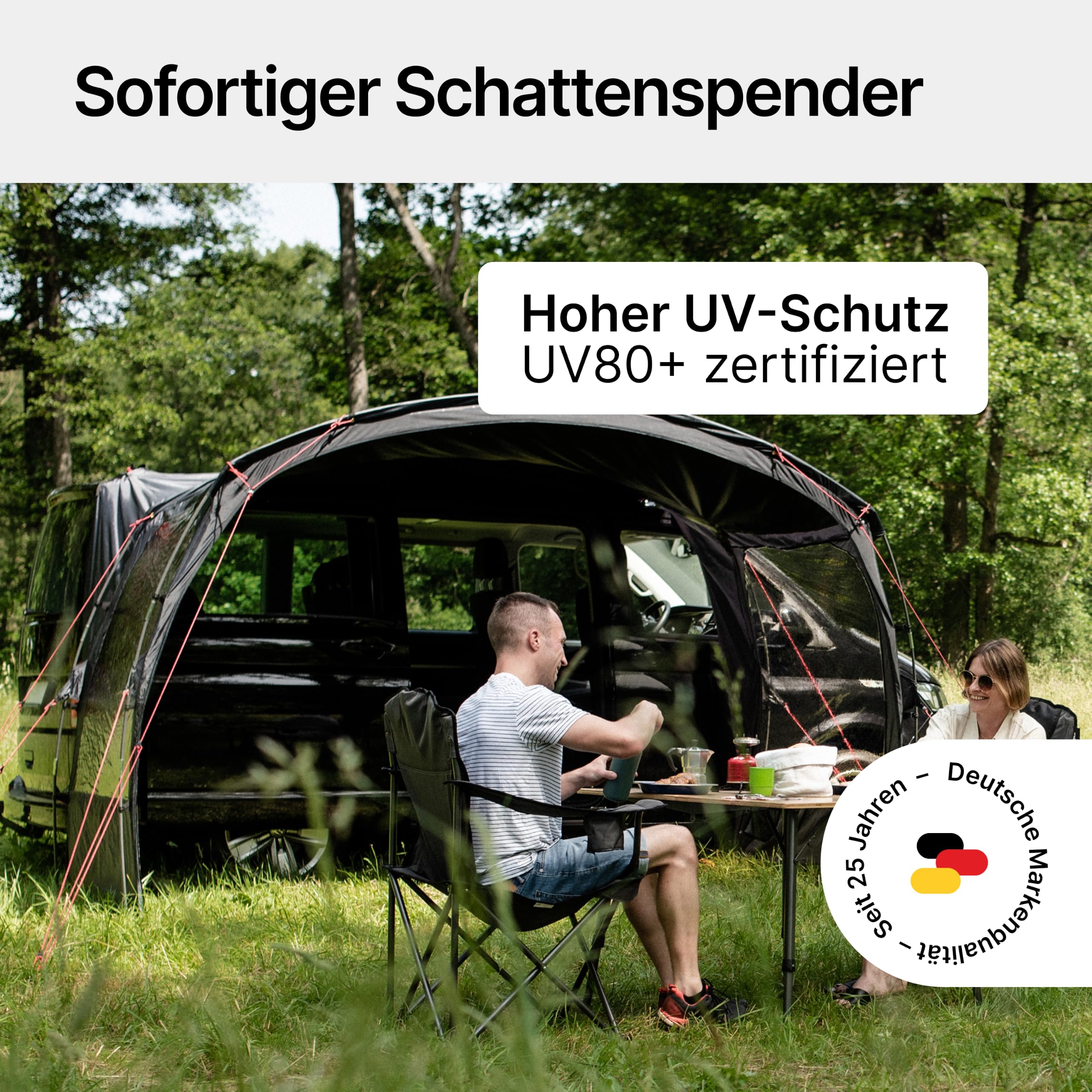 qeedo Motor Canopy Bus - Stabiles Vorzelt mit UV-Schutz (UV80) & Dark-Coating - Passt für Bus, Van und Wohnmobil, Verschiedene Montage-Möglichkeiten, Anbau mit 5 und 7 mm Dual-Keder