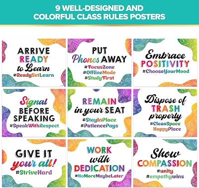 Decorably 10 Colorful Classroom Rules Poster High Australia | Ubuy