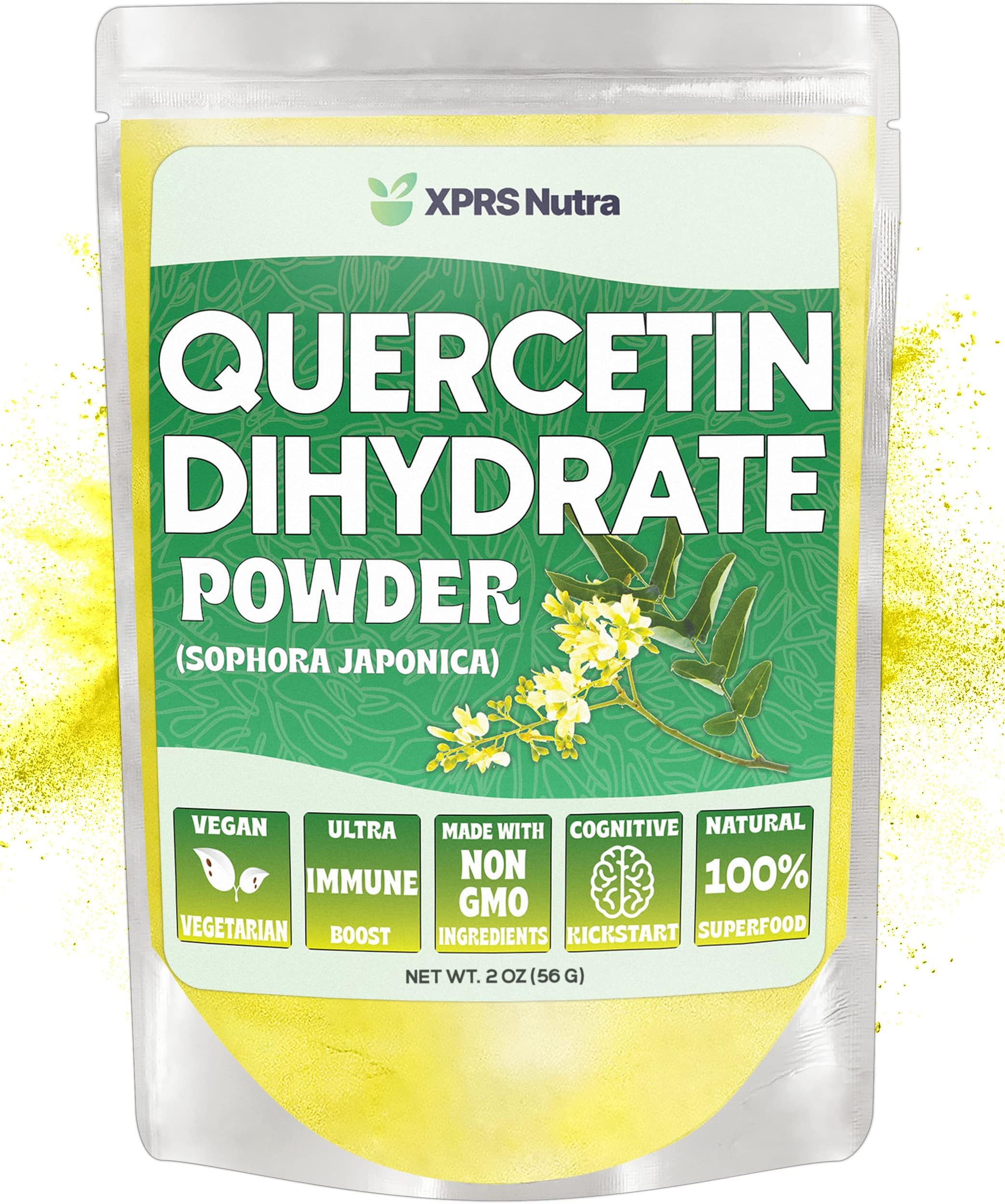 XPRS Quercetin Powder - Pure Quercetin Dihydrate Super-Antioxidant Powder for Immunity - Premium Vegan Friendly Quercetin for Kids and Adults (2 oz)