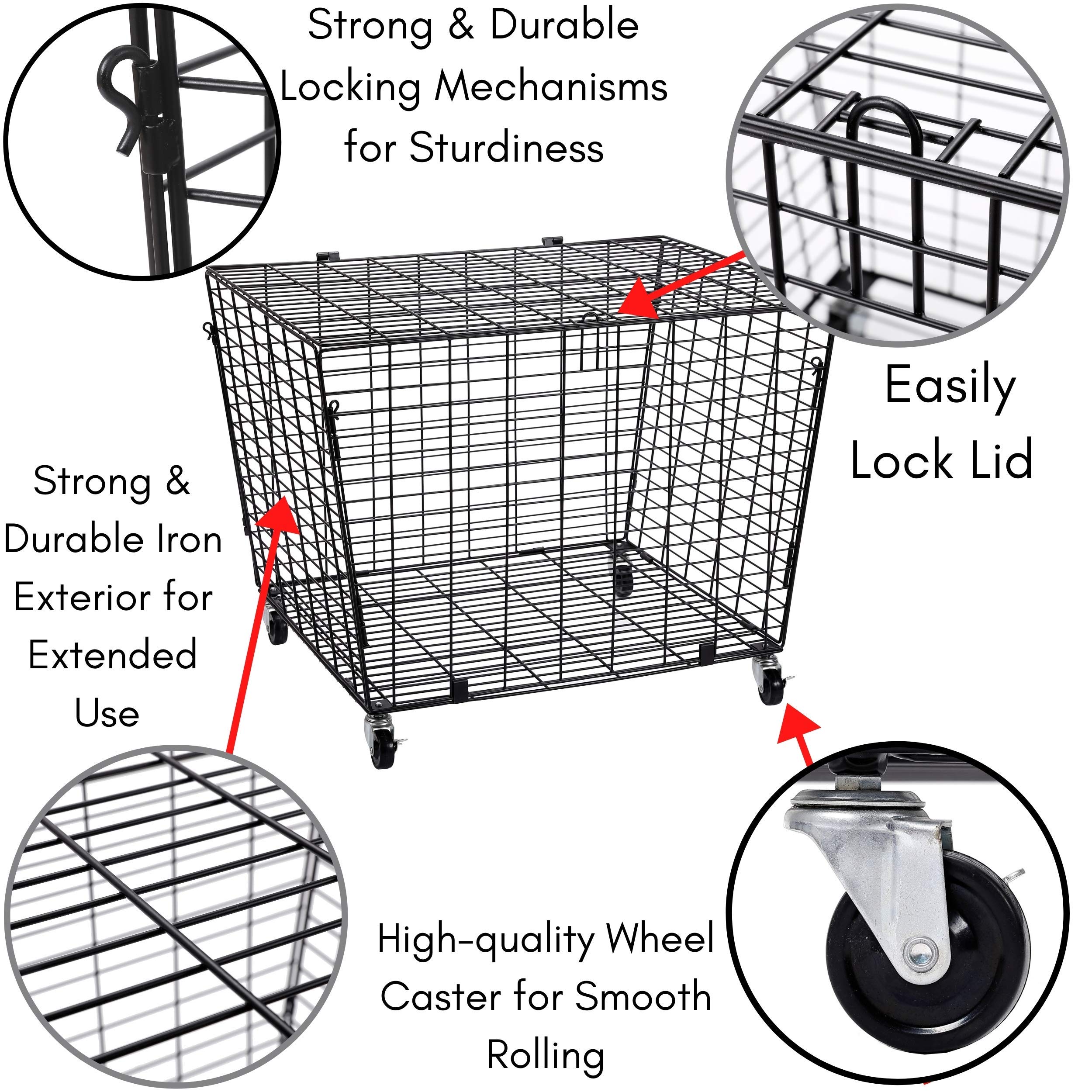 BIRDROCK HOME Sports Ball Basket Organizer with Wheels Heavy Duty