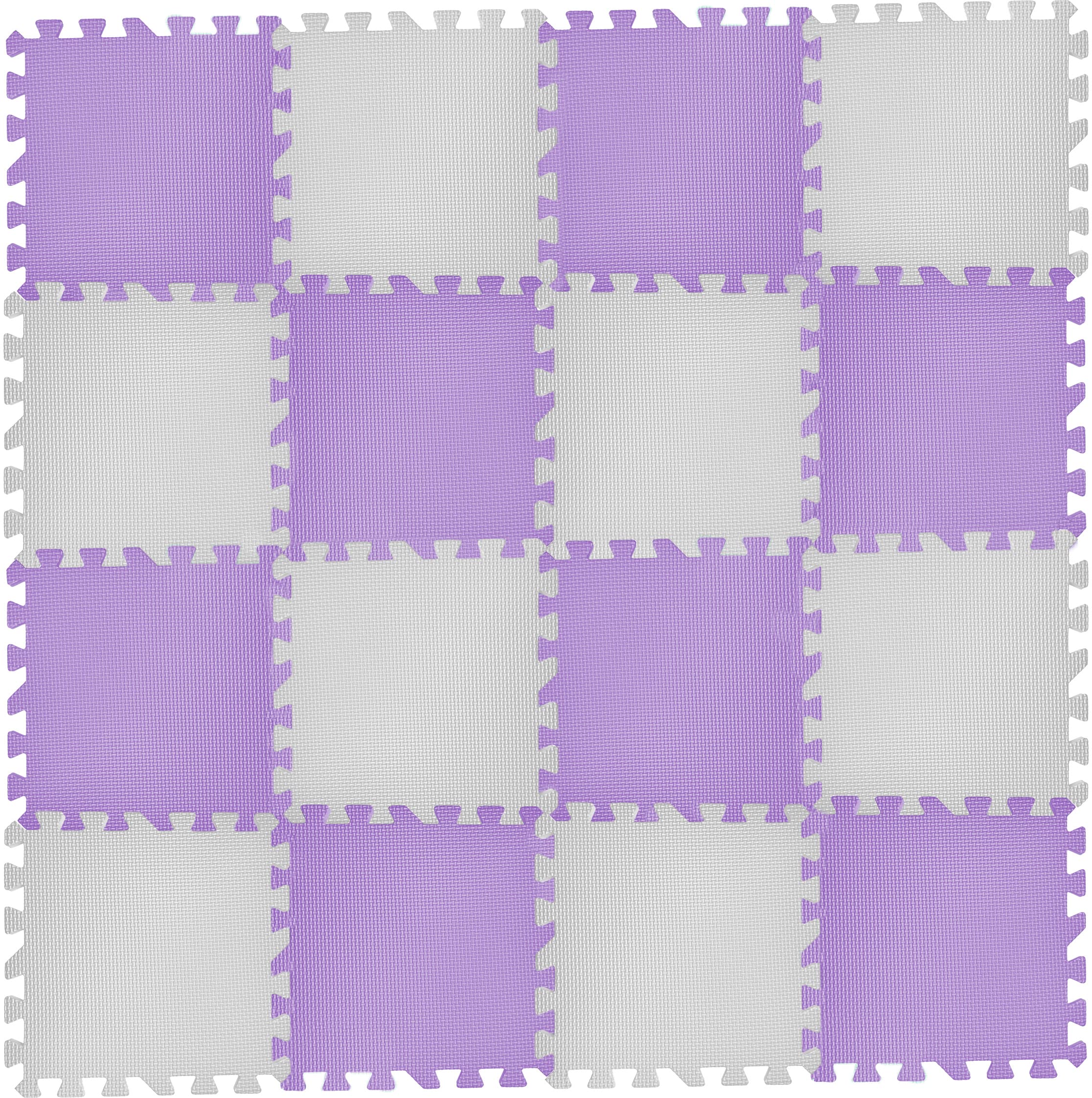 Grendle 30.5 x 30.5 x 1cm Interlocking Foam Mat Set (16 Piece Grey And Purple)