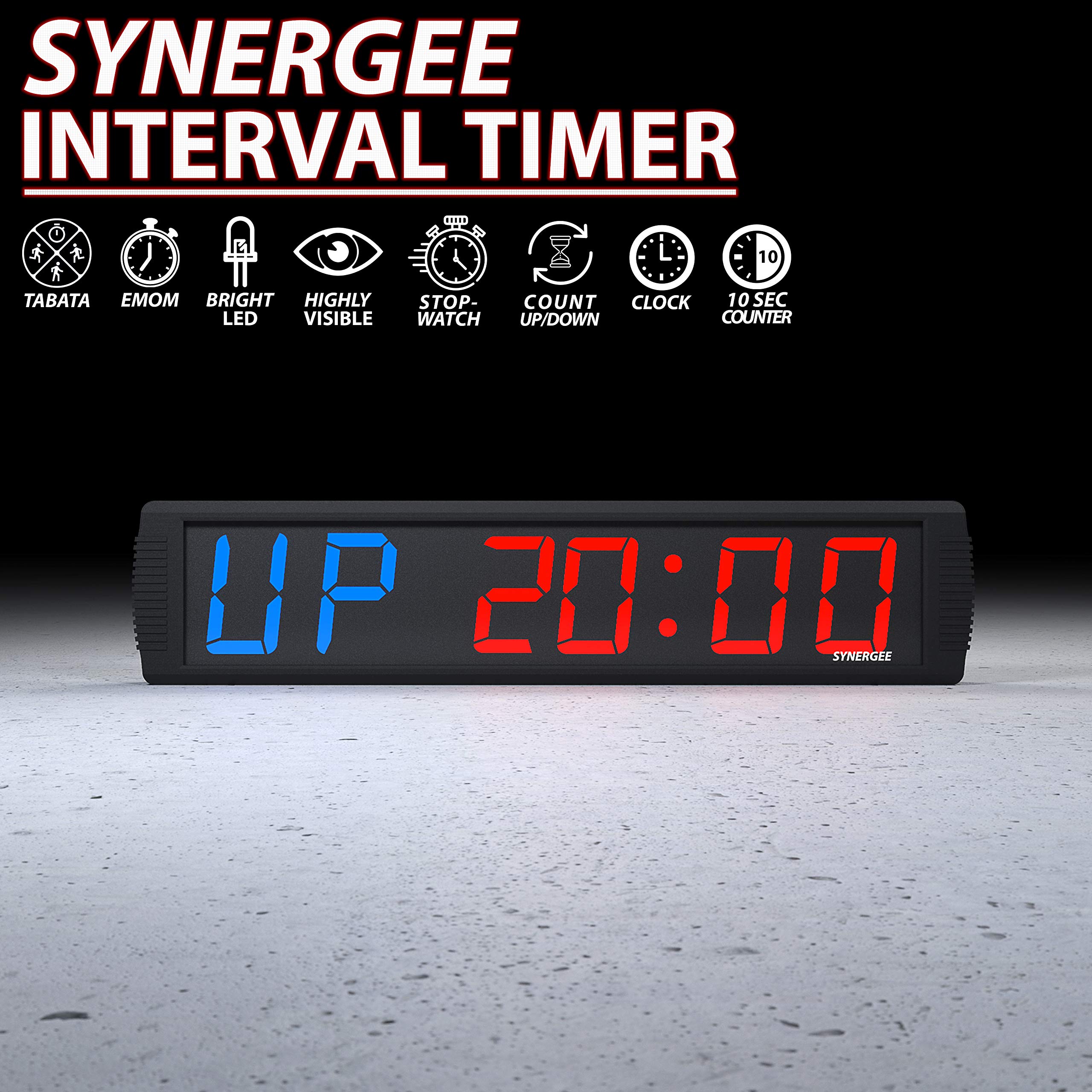 Synergee Premium LED Programmable Crossfit Interval Wall Timers Gym