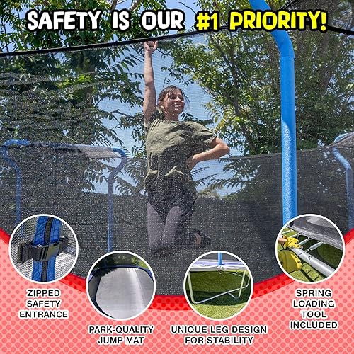 Miniatura 3 de Trampolín para niños al aire libre con marco de acero galvanizado resistente al óxido: cumple con el estándar de seguridad ASTM con red de seguridad