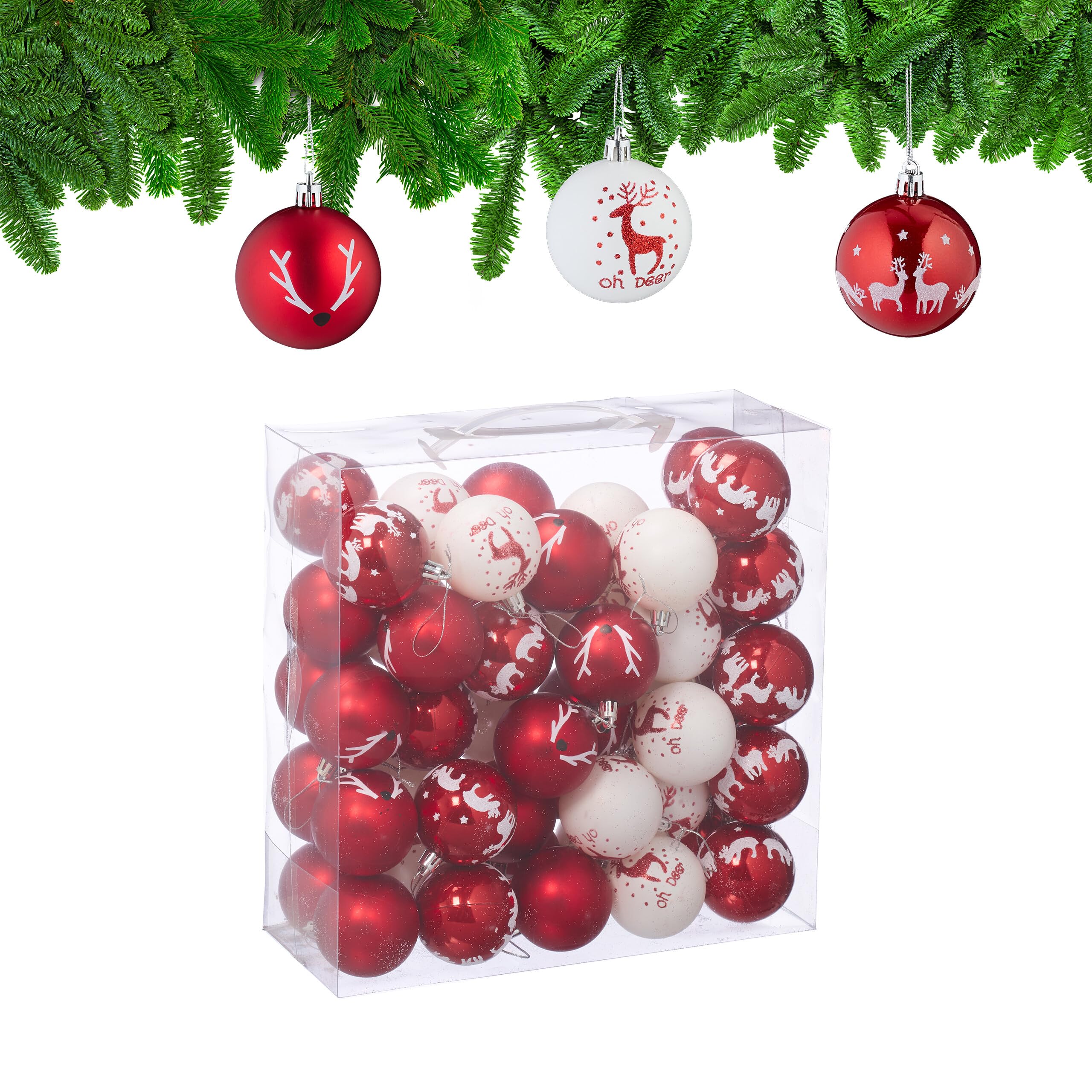 Boules de Noël renne en plastique antichoc pour éviter la casse et sécuriser le sapin
