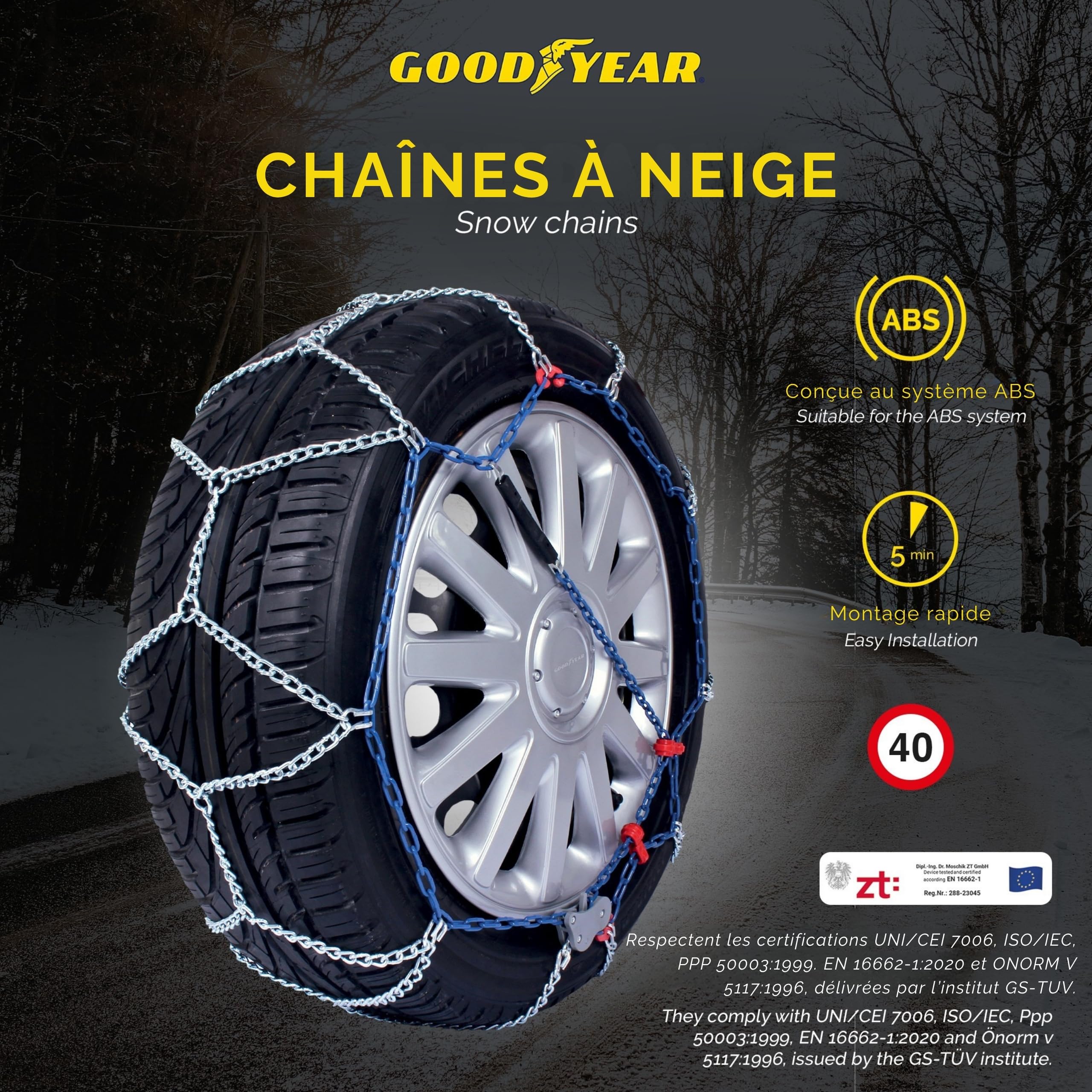 Goodyear 77957 "G7" Chaines a neige 7 mm pour voiture, Taille 120, Première qualité, Homologation TUV et ÖNORM