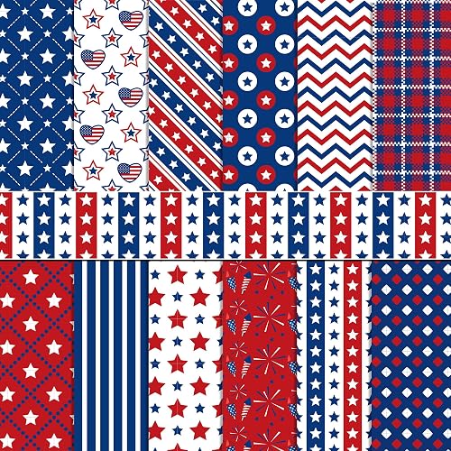 24 Sheets Patriotic American Flag Pattern Pad 12'' x 12''