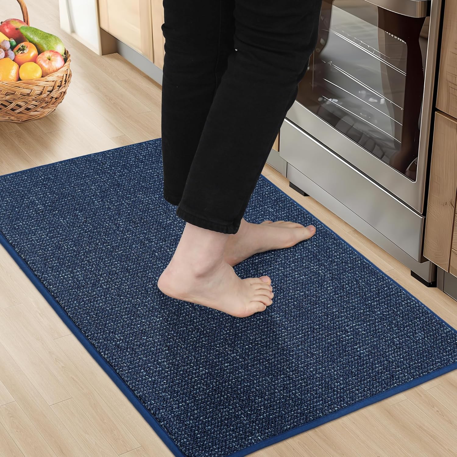 BEQHAUSE Kitchen Rugs 20"x32", Non-Slip Kitchen Mats for Floor, Super Absorbent and Stain Resistant Kitchen Rugs, Machine Washable Rugs for Kitchen, Hallway, Laundry & Sink, Blue 1'8" x 2'8" (Rectangular) Blue