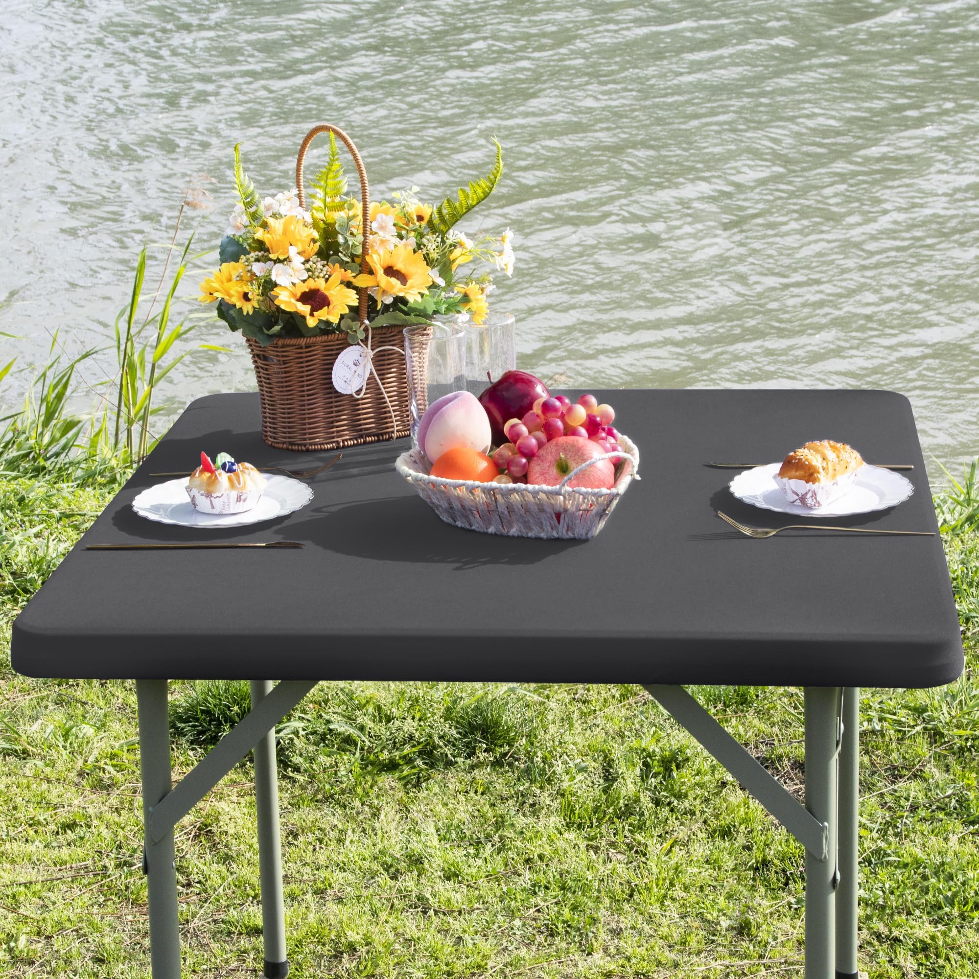 Nappes Carrées De 86,4 X 86,4 Cm, En Carton élastique, Protection De Table, Légère, Noire, Pour Fête, Salle à Manger, Cuisine, Maison