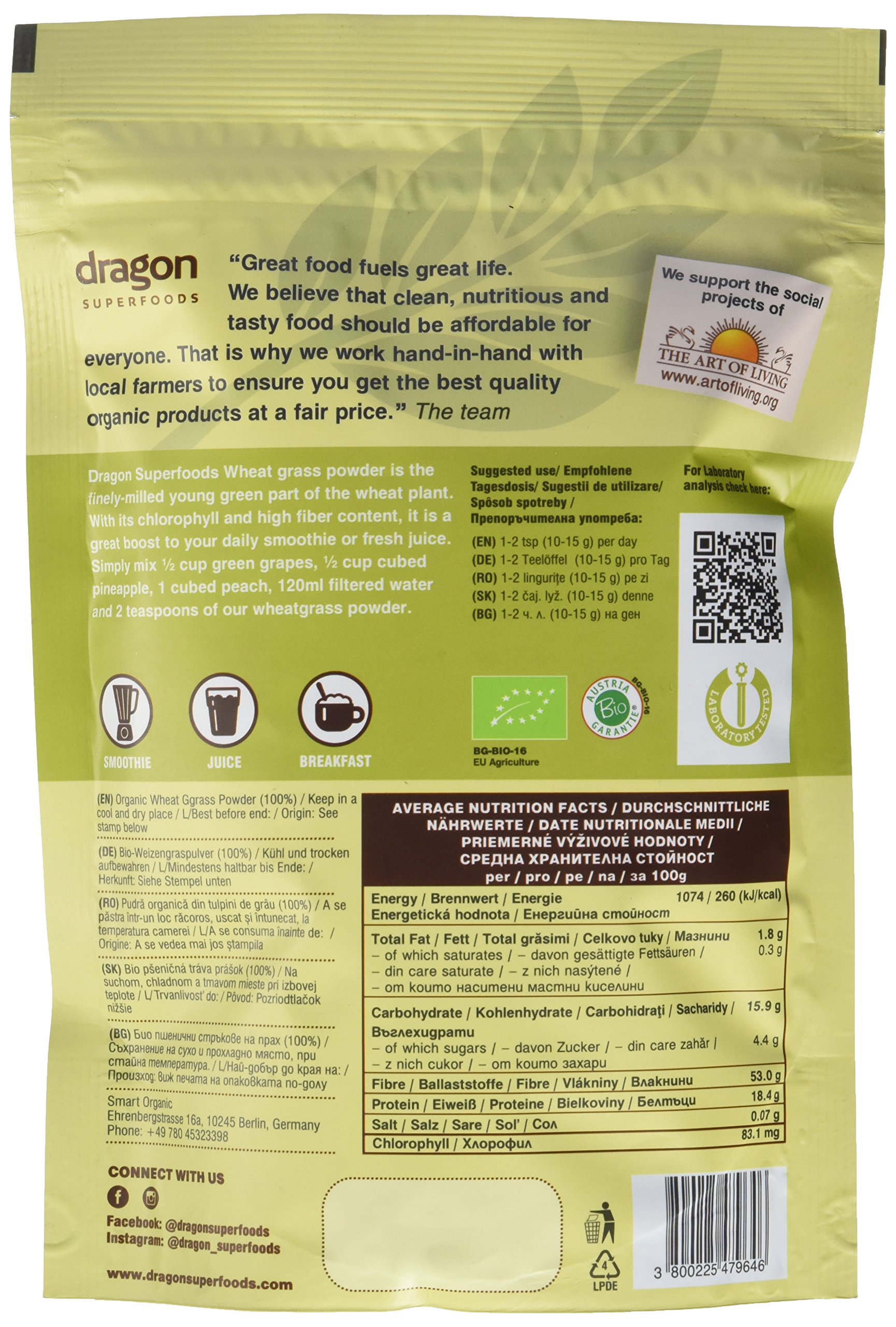 Dragon Superfoods Bio Weizengras Pulver (6 x 150 g)