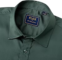 Vista 58 de Alimens & Gentle - Camisas de vestir con bolsillo y manga corta, de color liso y sin arrugas, estilo casual con botones, para hombres