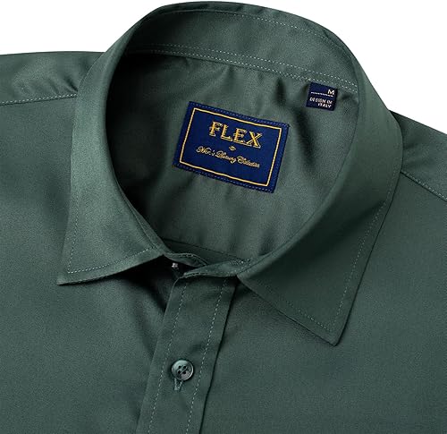 Miniatura 58 de Alimens & Gentle - Camisas de vestir con bolsillo y manga corta, de color liso y sin arrugas, estilo casual con botones, para hombres