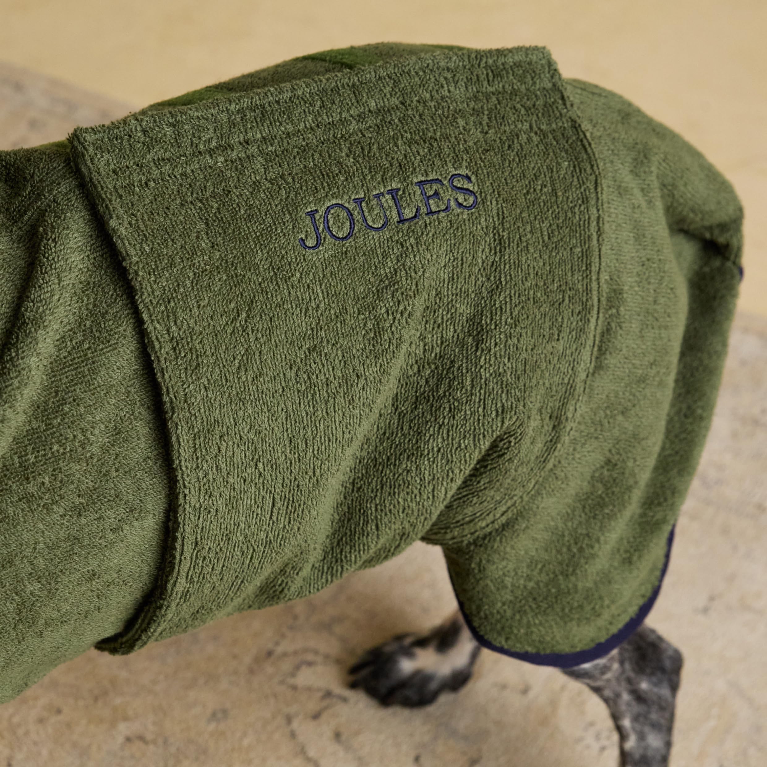 Rosewood x Joules Khaki Trockenmantel für Hunde, Medium - saugfähiger Handtuchmantel für nasse Hunde mit Aufbewahrungstasche, schnell trocknend, weich, Leichter Haustier-Bademantel
