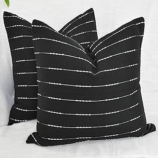 12 Loft Bedroom Ideas That Feel Airy and Modern 61 Black Pillow Covers 20x20 Cotton Woven Stripes Pattern Contemporary Luxu...