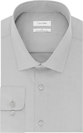 Calvin Klein Mens Big and Tall Non Iron Tall Fit Herringbone Spread Collar Dress Shirt