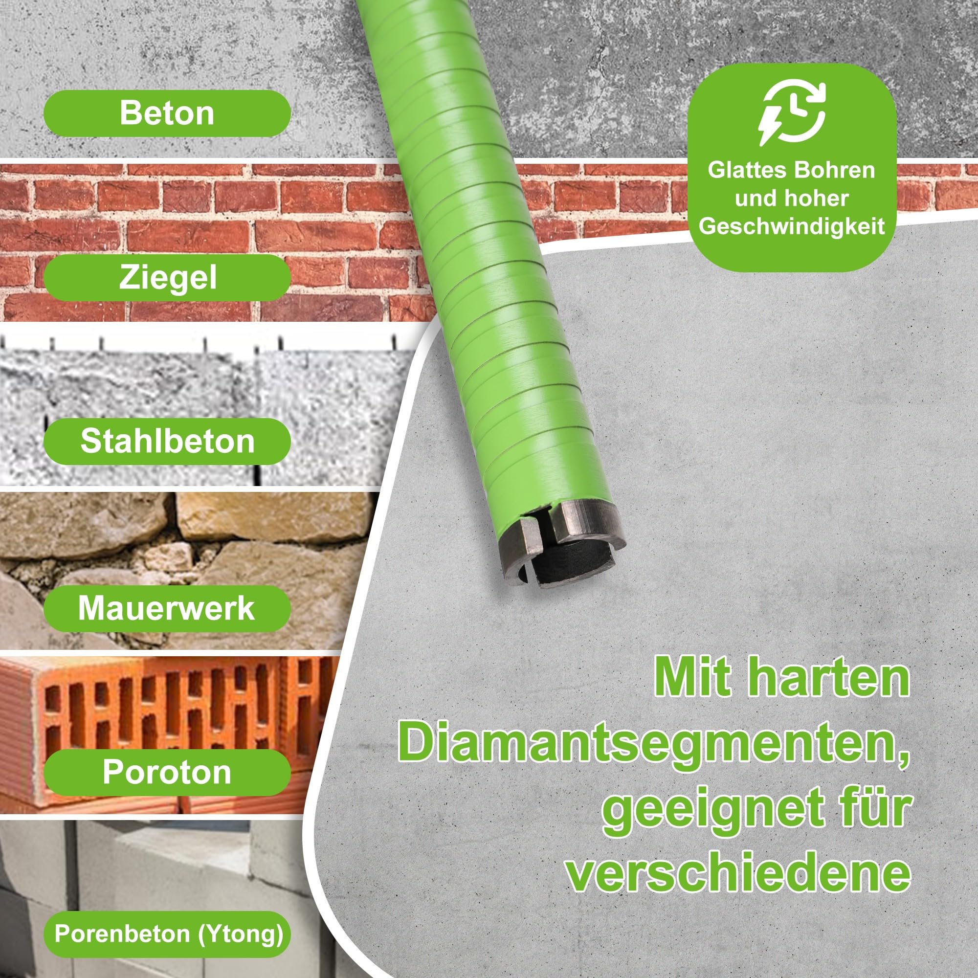 Corona de perforación de diamante de micropercusión de 32 mm, longitud útil de 300 mm, corona de núcleo UNC de 1 1/4 pulgadas para taladro de núcleo, corona de perforación en seco para