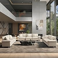 Vista 10 de HERA'S HOUSE Juego de sofás seccionales modulares de 3 piezas, juego de sofá de gran tamaño con sofás de dos plazas y sillón, cómodos sofás nube