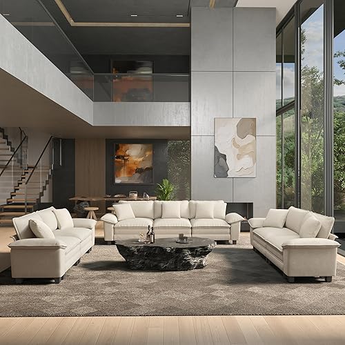 Miniatura 10 de HERA'S HOUSE Juego de sofás seccionales modulares de 3 piezas, juego de sofá de gran tamaño con sofás de dos plazas y sillón, cómodos sofás nube con