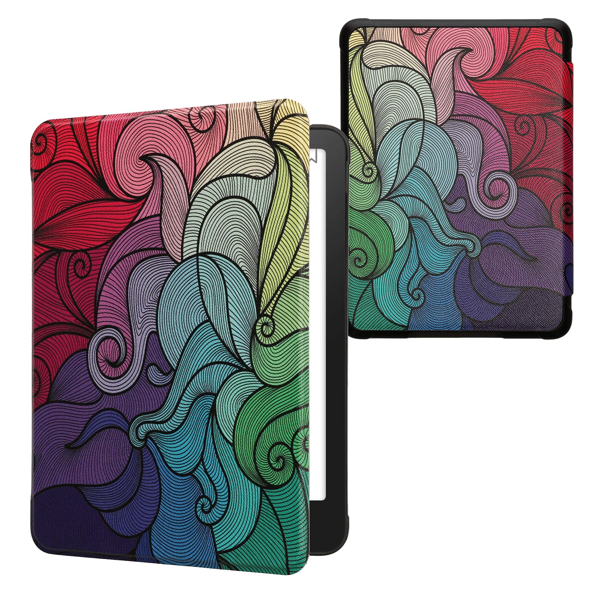 kwmobile Cover for Amazon Kindle Paperwhite (2024)/Colorsoft Case - eReader Cover with auto sleep funktion - Cosmic Nature with Blue/Grey/Black — view 16