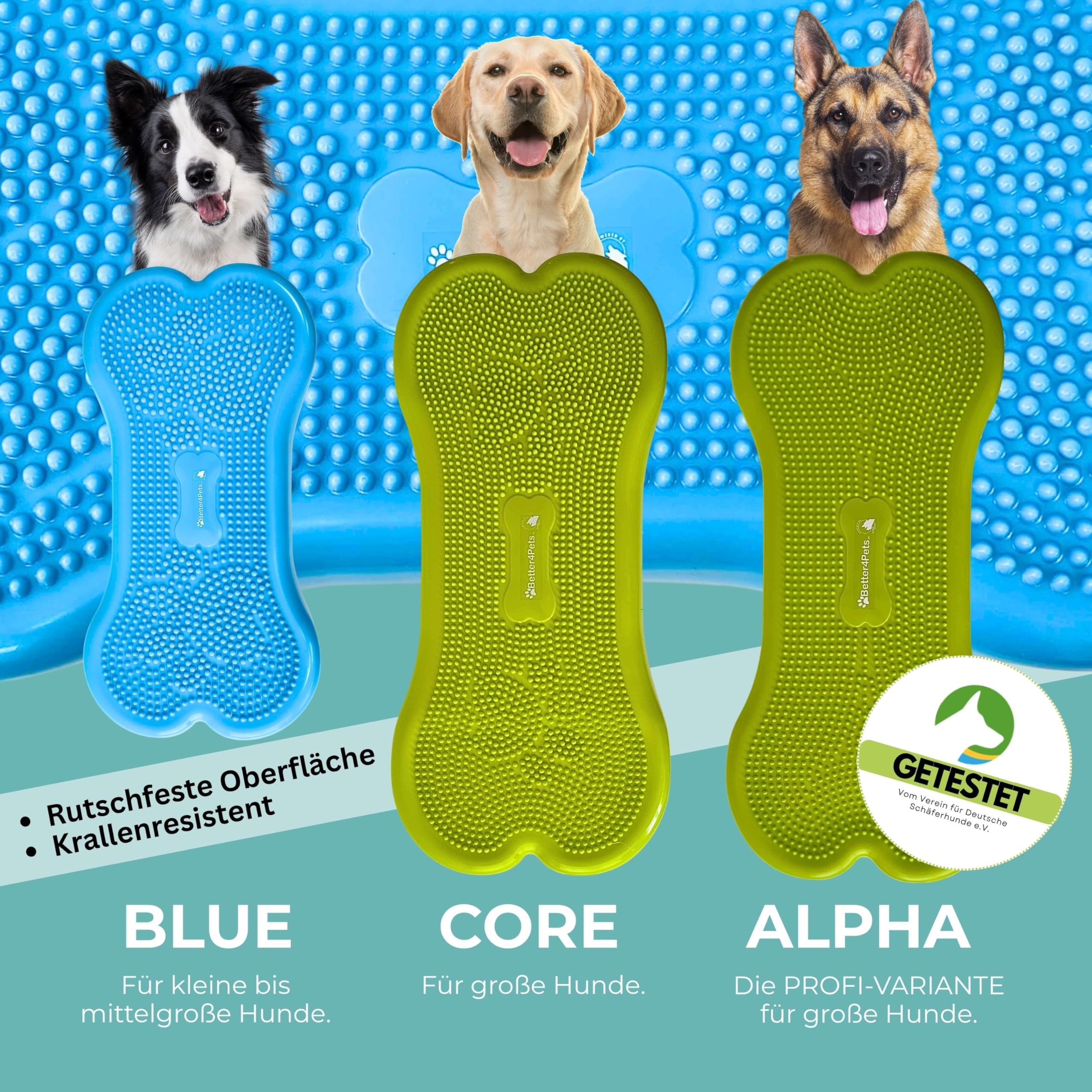 Wolfpack® Fitness Dog Bone – Balance Pad & Physio Wackelkissen für kleine & große Hunde – krallenfestes Trainingsgerät & Balancekissen | Better4Pets-Edition (Blue)