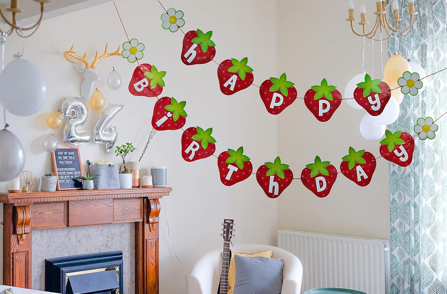 Strawberry Birthday Garland Banner - 6 ft