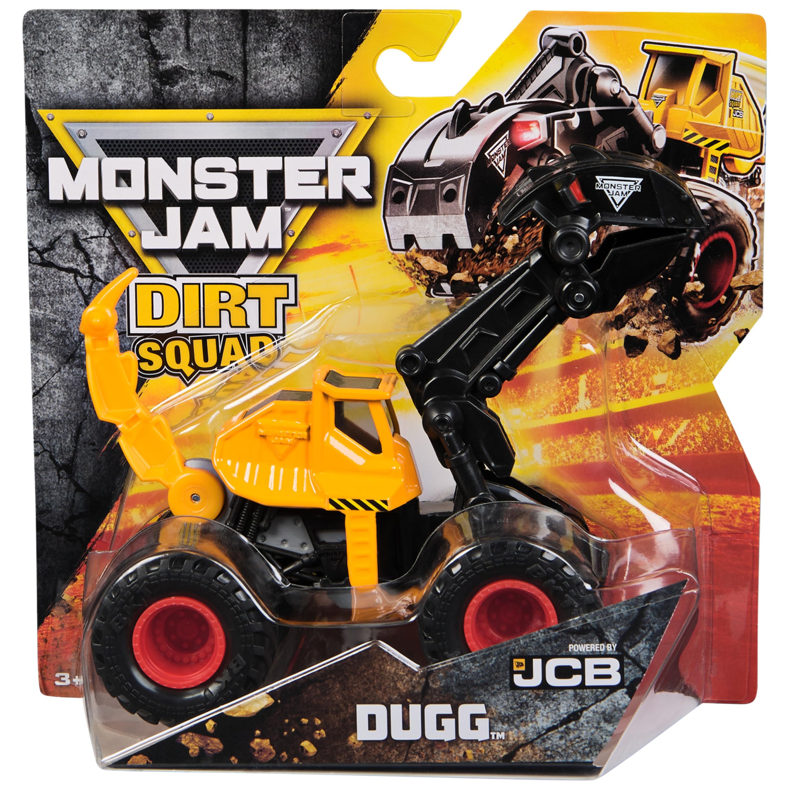 Monster Jam, Official Dugg Dirt Squad Excavator Monster Truck with Moving Parts, 1:64 Scale Die-Cast Vehicle
