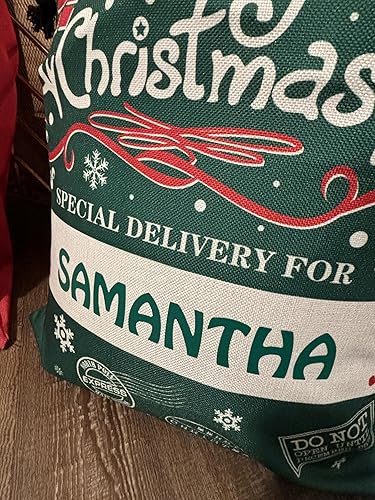 Miniatura 3 de Home and Plan Saco de Navidad personalizado con nombre (27 x 19.7 pulgadas), bolsas de regalo de Papá Noel grandes con cordón personalizado para la