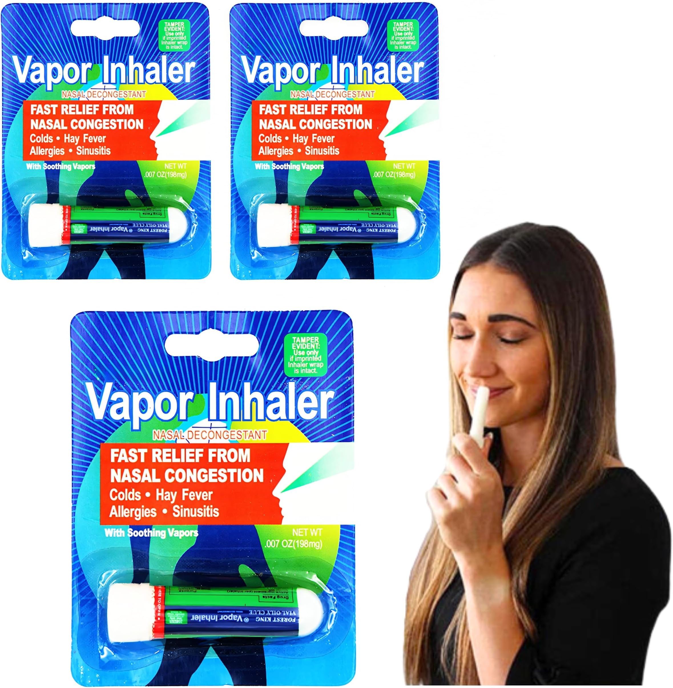 SGM 3X Vapor Inhaler - Portable Nasal Inhaler for Fast Relief from Blocked Nose & Improved Breathing - On-The-Go Aromatherapy Device with Soothing Vapors - Ideal for Cold, Allergies - HS-72806