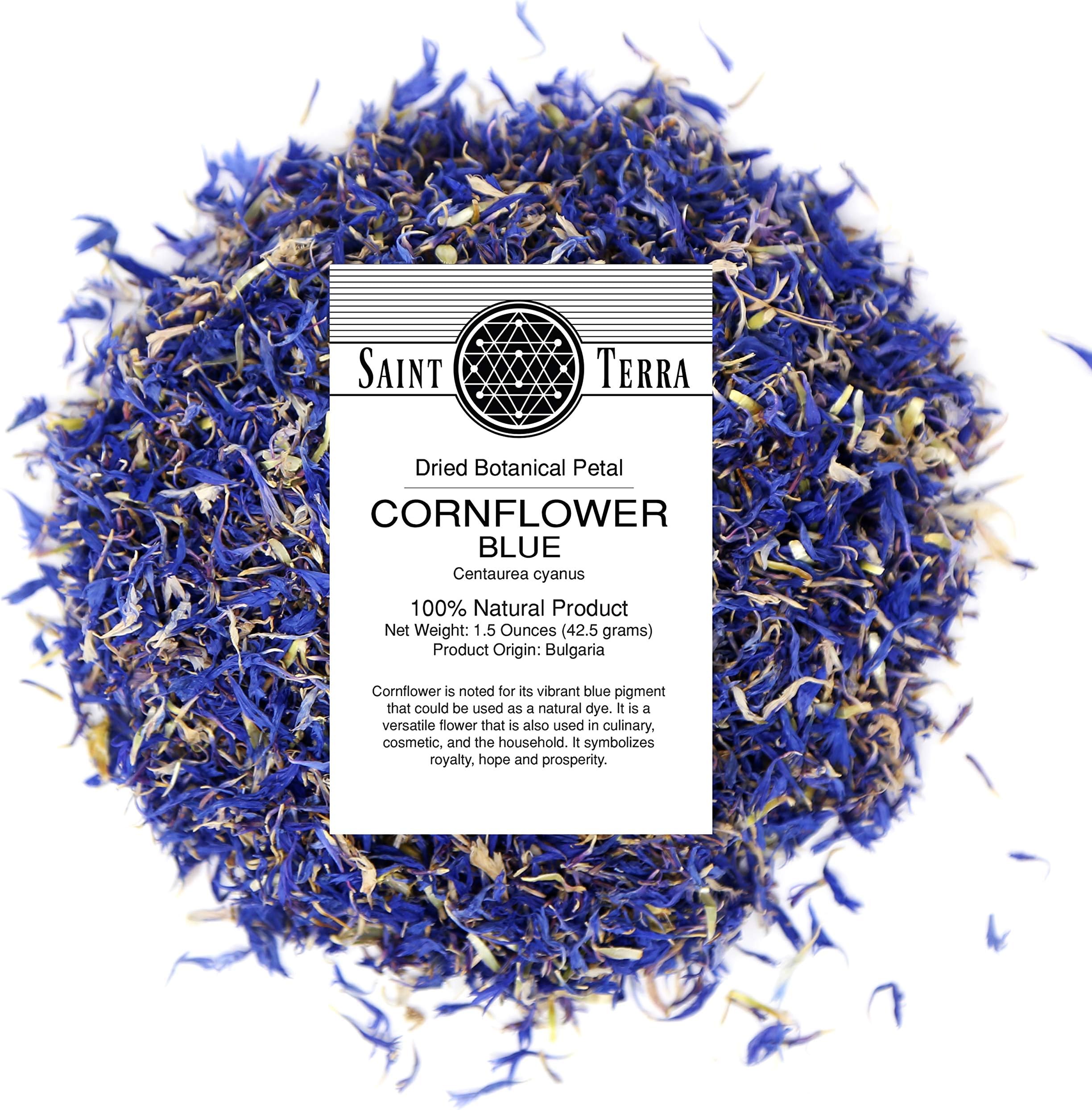 Saint Terra Dried Cornflower Blue Petals, 1.5 Ounces