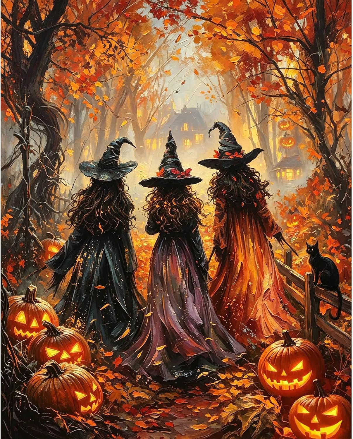 bleihum Halloween Paint by Numbers Kit for Adults Witch 16x20inch