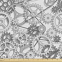 Vista 77 de Ambesonne - Tela de helado por The Yard, deliciosos alimentos fríos de verano en conos estilo Kawaii patrón ilustrado, tela decorativa