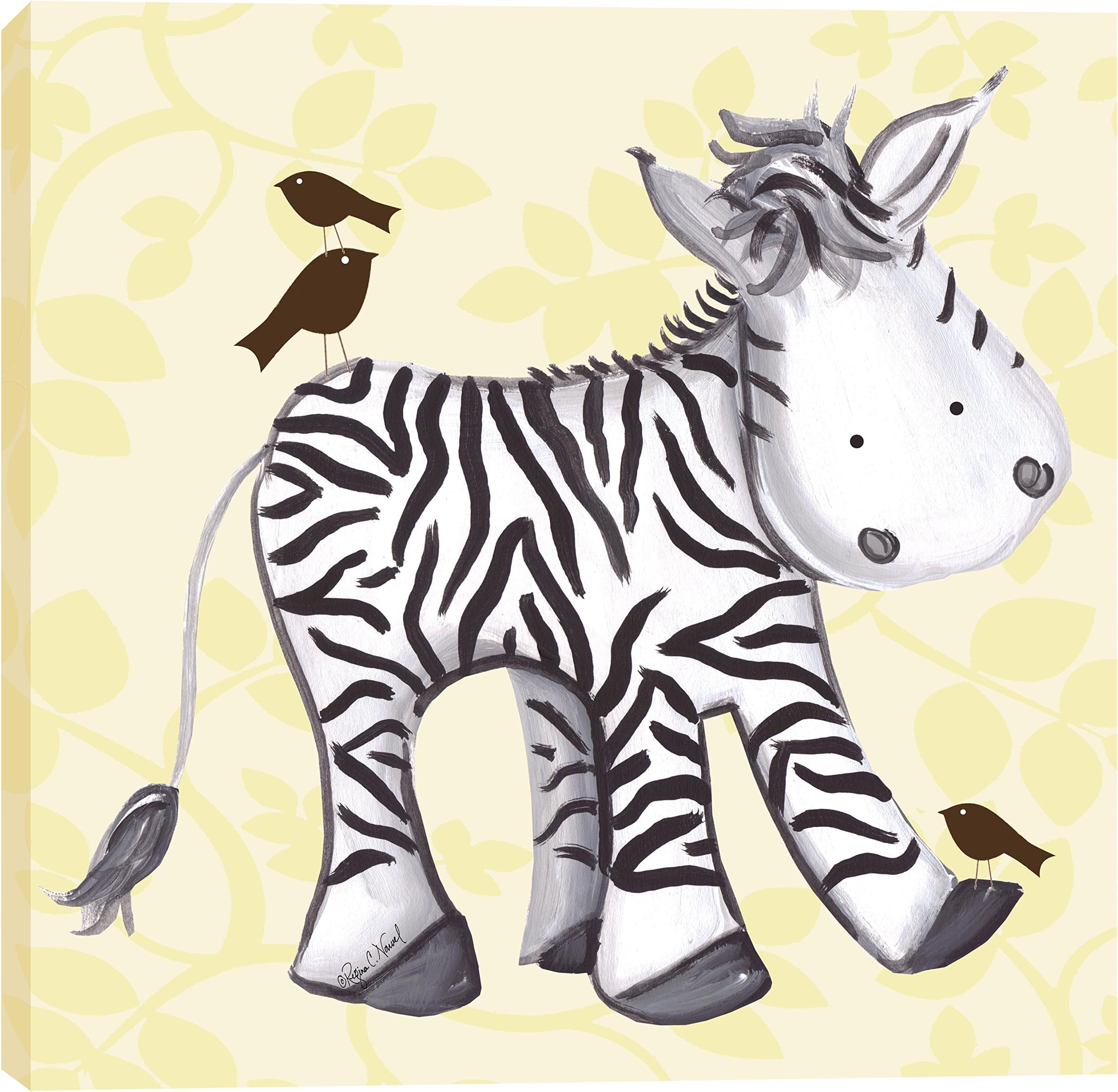 DBP614y-s Zelda Zebra Artwork, Yellow Stretched Canvas
