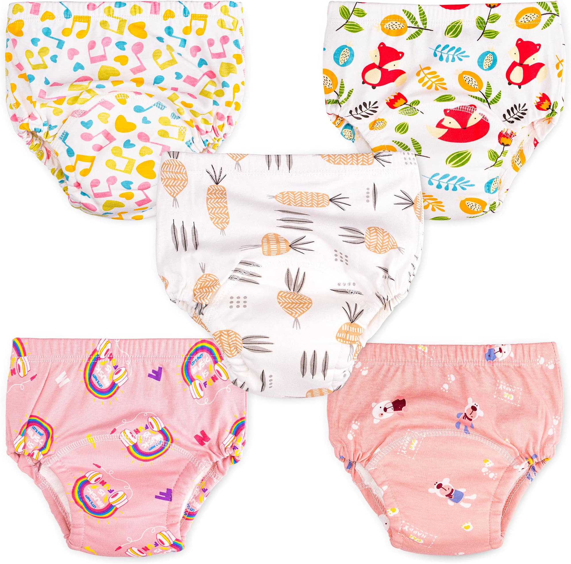 U0U Baby Toddler 5 Pack Training Pants for Boys and Girls Assortment Potty Training Underwear Cotton Waterproof Pant (Pink, 2T)