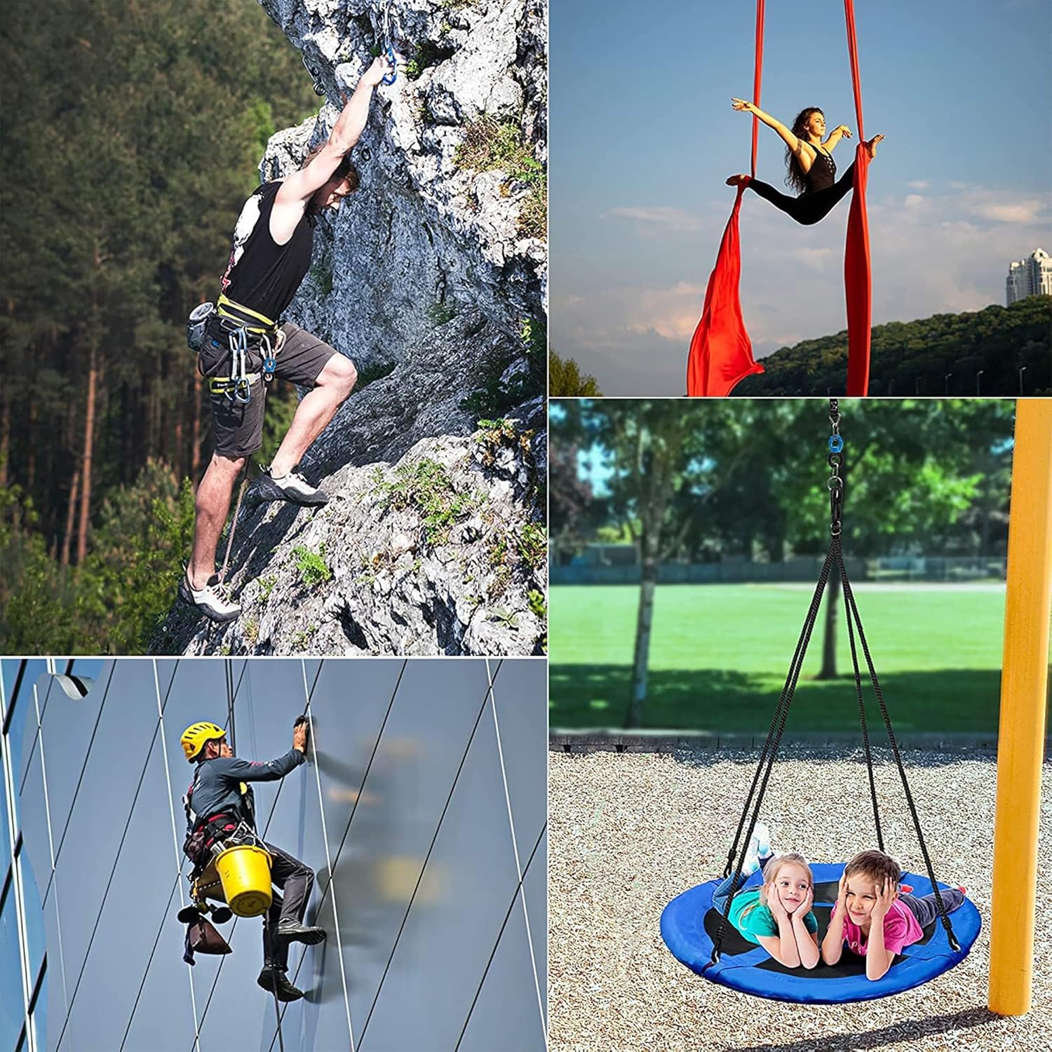 PACEARTH Swing Swivel 35KN Breaking Strength 360° Rotator Safety Rotational Device Hanging Accessory for Rock Climbing, Hanging Hammock, Web Tree Swing, Aerial Dance, Children's Swing Spinner Hanger